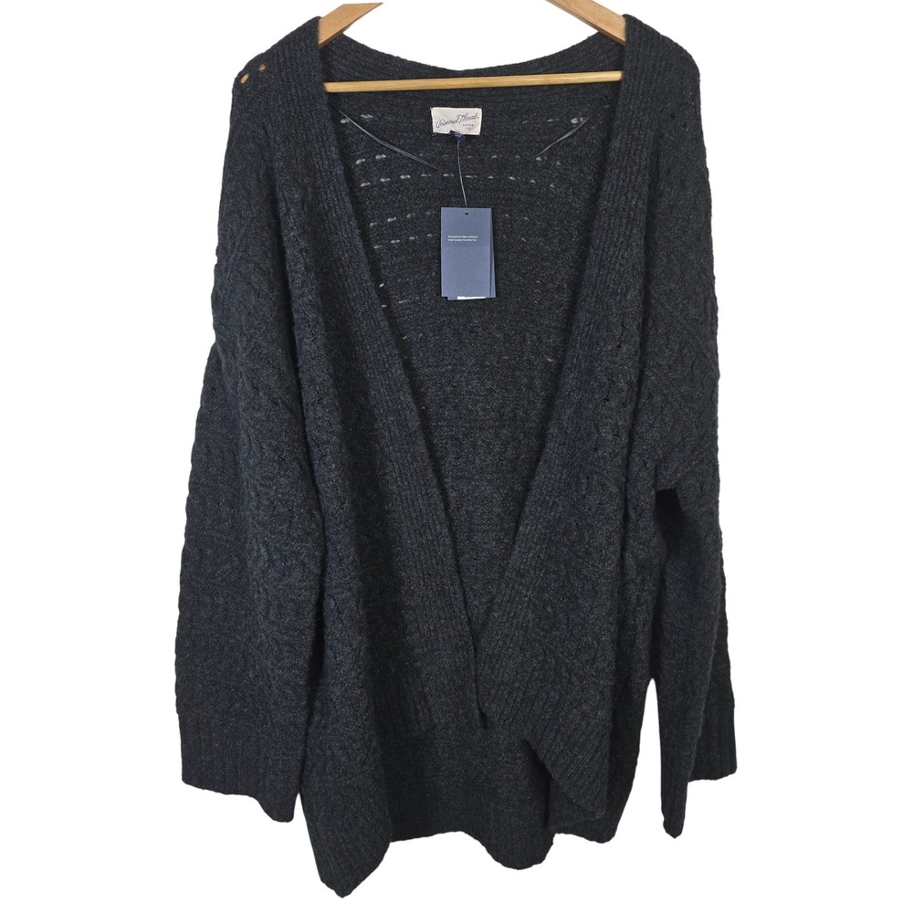 Universal Thread Cozy Cardigan Charcoal Gray Cable Knit Open Sweater XL/XXL NWT